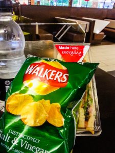 UK road trip snack - sandwhich & crisps