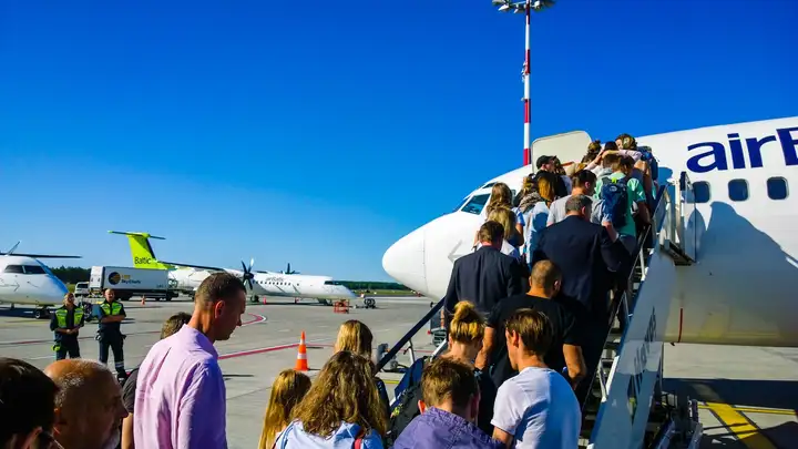 Ready to board discount airline airBaltic