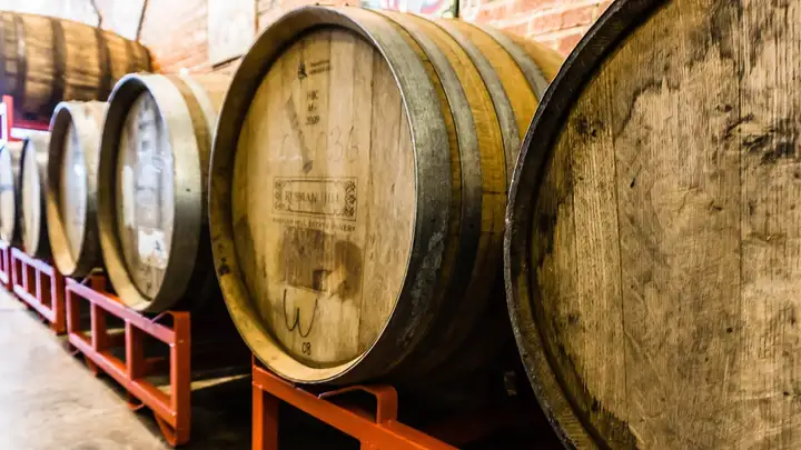 Hutton & Smith taproom - focus on the barrels