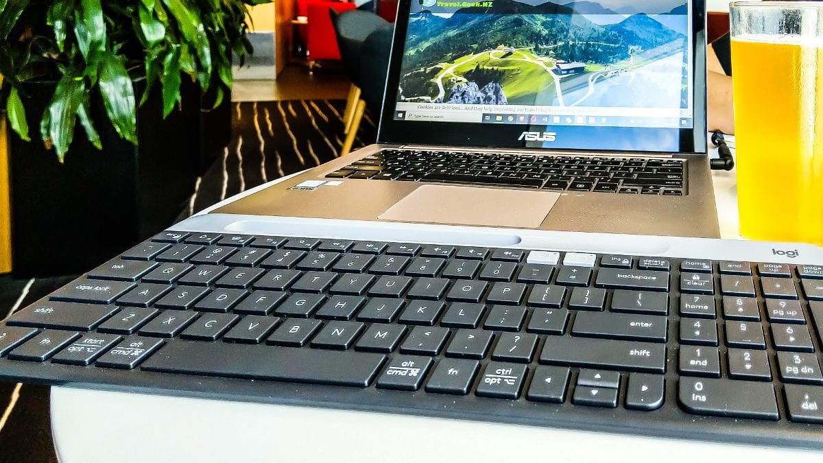Digital nomad working on airport