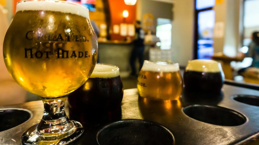 Tasting flight at Black Abbey Brewing