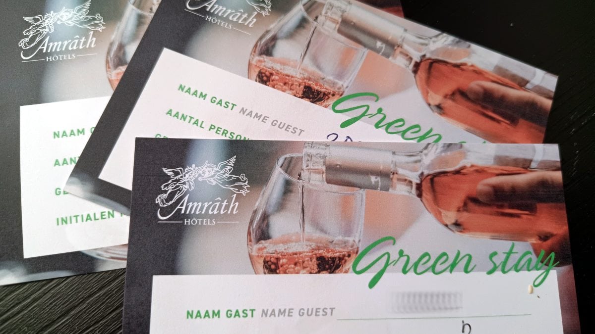 Amrath's Green Stay Drinks Voucher as reward for skipping the daily housekeeping service
