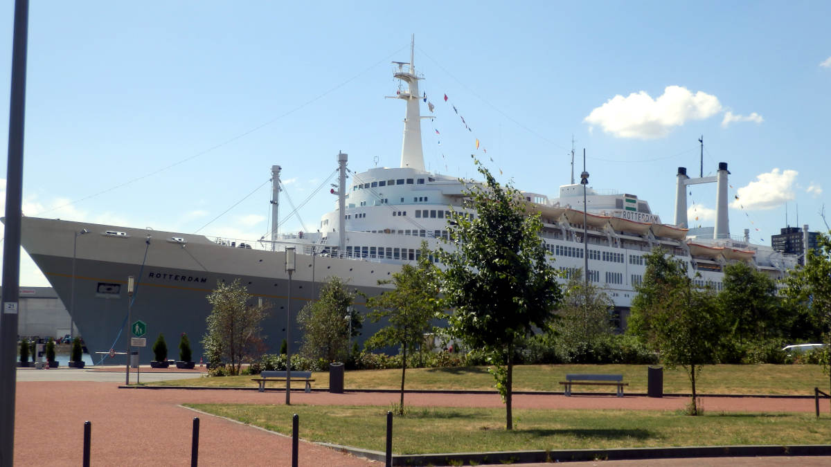 Former cruise ship SS Rotterdam on a sunny day - We're ready to board