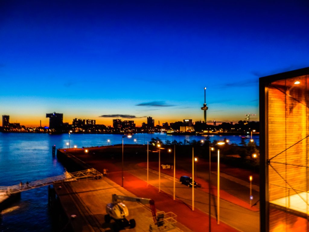 SS Rotterdam cruise ship hotel - Rotterdam skyline